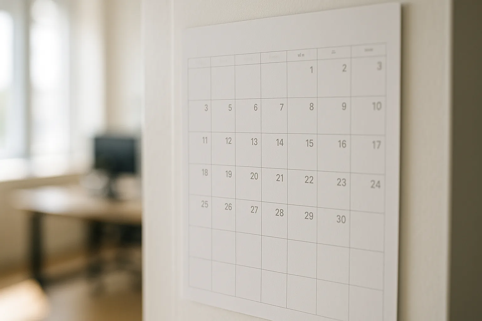 Wandkalender mit farbig markierten Tagen als Sinnbild für feste Sparplantermine